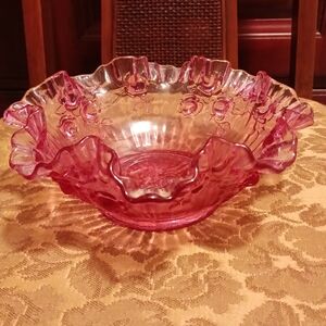 Elegant Cranberry Fenton Ruffled Dish